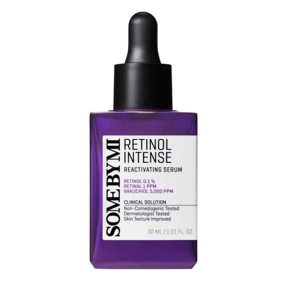 Some By Mi Retinol Intense Reactivating Serum in a white 30ml dropper bottle against a clean background
