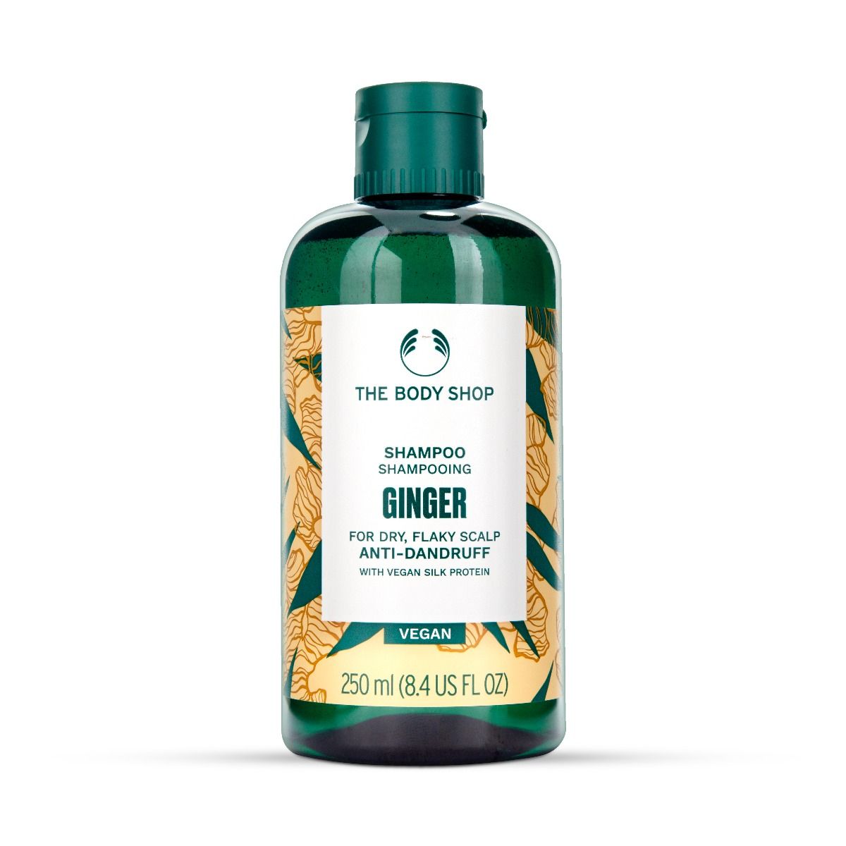 The Body Shop Ginger Anti-Dandruff Shampoo 250ml bottle against a clean white background