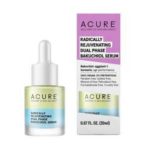 ACURE Radically Rejuvenating Dual-Phase Bakuchiol Serum 20ml bottle with clear glass dropper