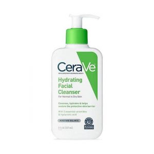 CeraVe Hydrating Cleanser 237ml white bottle on clean background