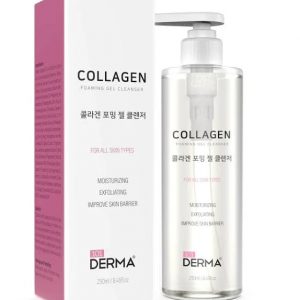 101 Derma Collagen Foaming Gel Cleanser in white pump bottle against clean background