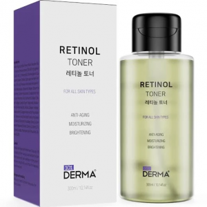 101 retinol toner bottle with minimalist design on white background