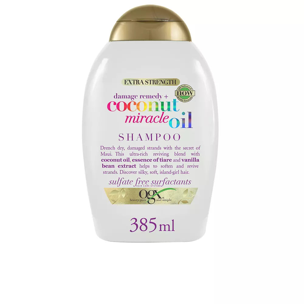 Ogx Coconut Miracle Oil Shampoo 385 ml bottle on white background