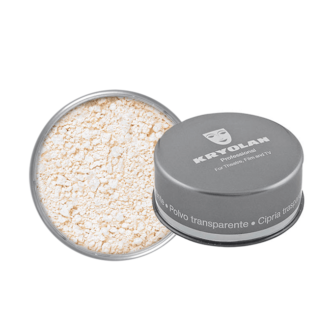 Kryolan Translucent Loose Powder TL11 in a clear plastic jar with black lid, 60g size