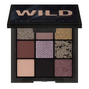 Huda Beauty Wild Jaguar Mini Eyeshadow Palette 7.5G with nine shades and 3D-embossed python print, closed palette view