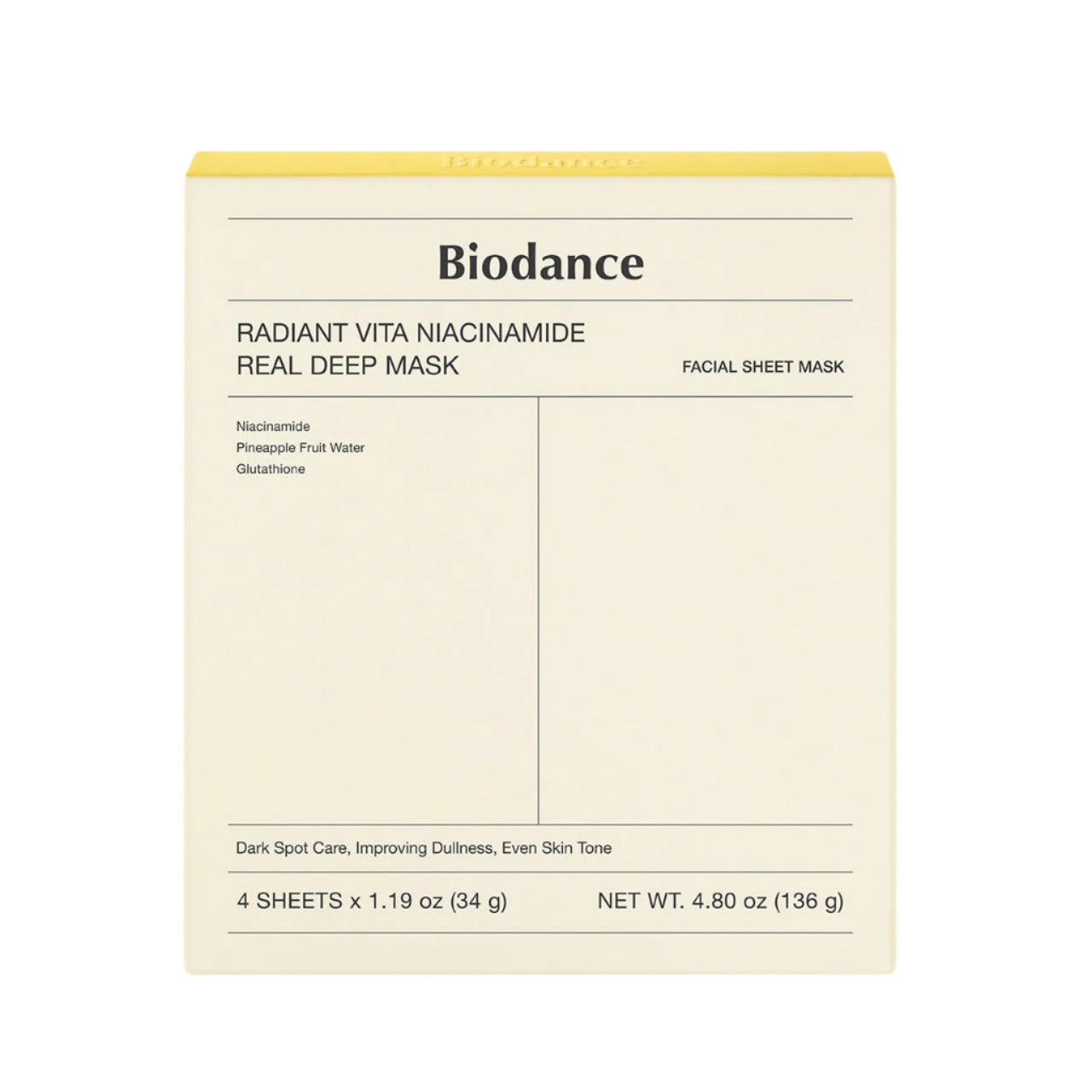 BIODANCE Radiant Vita Niacinamide Real Deep Mask front packaging