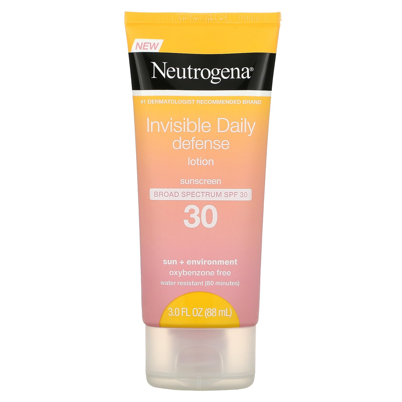 Neutrogena Invisible Daily Defense SPF30 88ml bottle on white surface