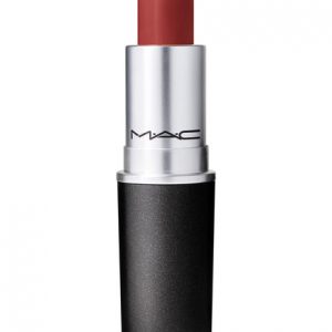 MAC Powder Kiss Lipstick No.522 bullet in its signature black tube, shown on a clean white surface