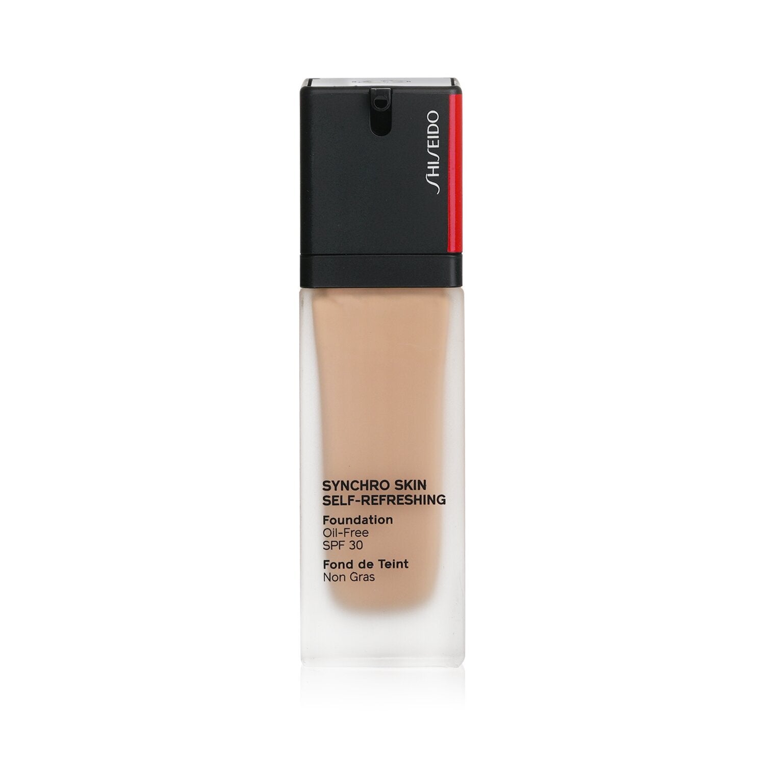 Shiseido Synchro Skin Self Refreshing Foundation in shade #260 Cashmere, 30ml bottle with gold cap and frosted glass