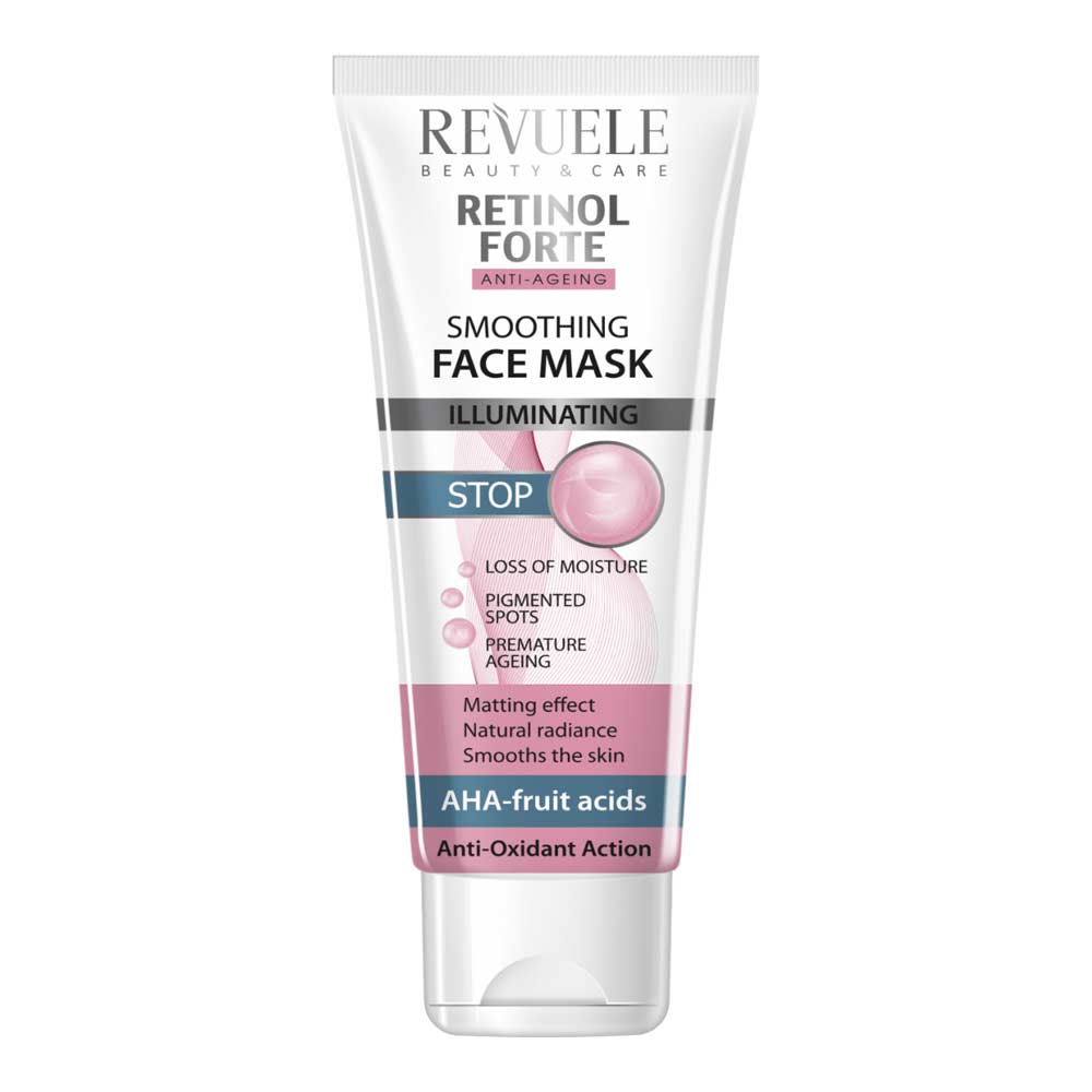 Revuele Retinol Forte Smoothing Face Mask tube on white background