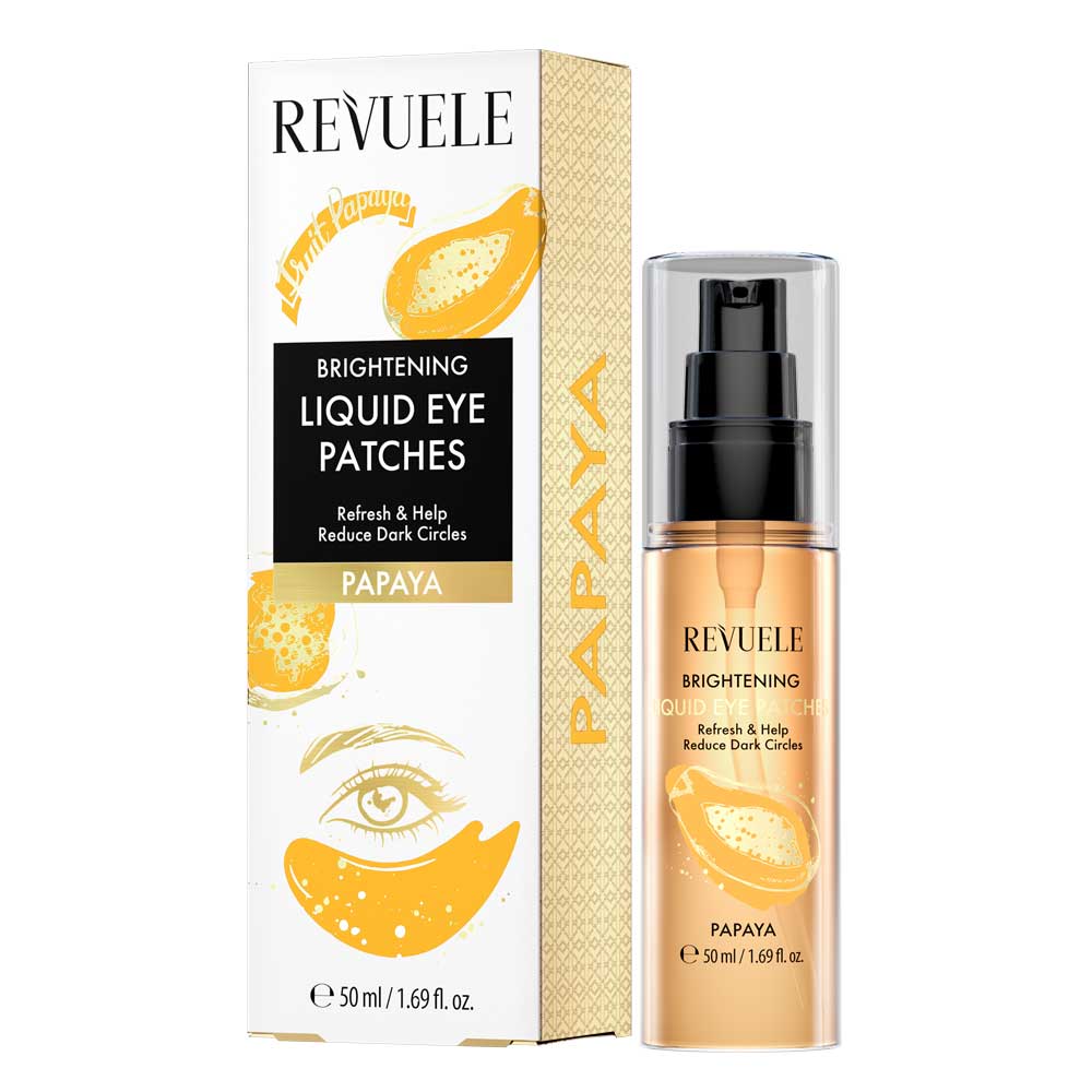 Revuele Papaya Liquid Eye Patches 50ml jar with white cap and label