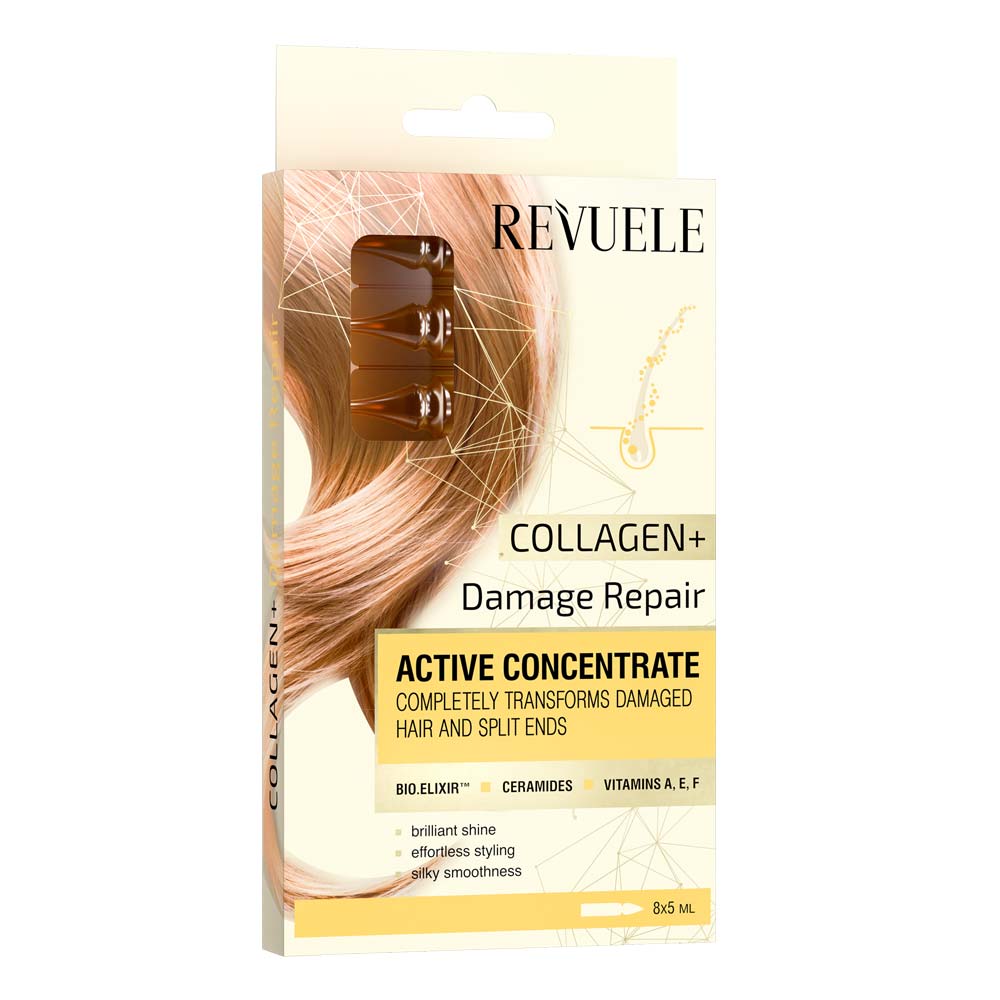 Revuele Hair Repair Collagen+ Serum Ampoules 8x5ml packaging box