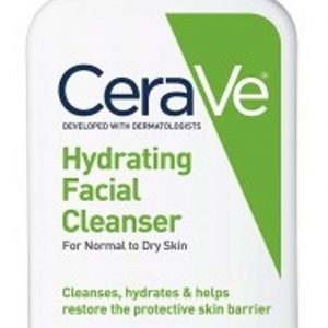 CeraVe Hydrating Facial Cleanser 355ml white pump bottle on clean background