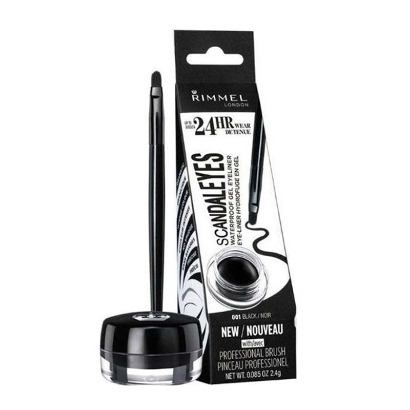 Rimmel Scandaleyes Waterproof Gel Eyeliner 001 Black 2.4GM pot with brush