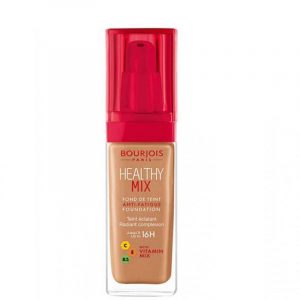 Bourjois Healthy Mix Anti-Fatigue Foundation 30ml in shade 58 Caramel, standing upright with a warm beige finish