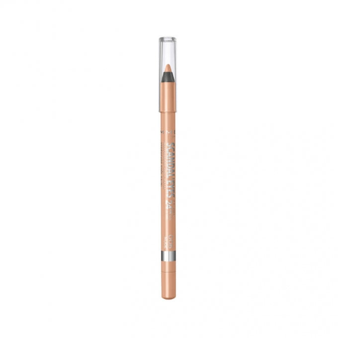 Rimmel Scandal Eyes Waterproof Khol Kajal in shade 005 Nude, full-size pencil with black cap and nude beige colour visible at tip