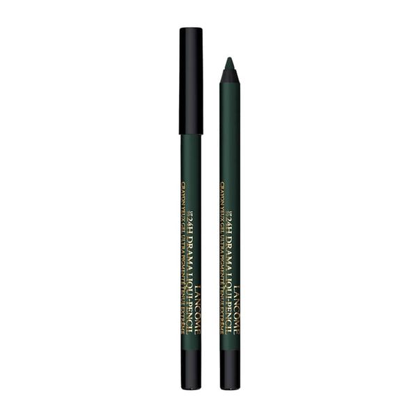 Lancôme 24H Drama Liquid Pencil in 03 Green Metropolitan, a deep jewel-toned green eyeliner in a sleek black pencil with cap