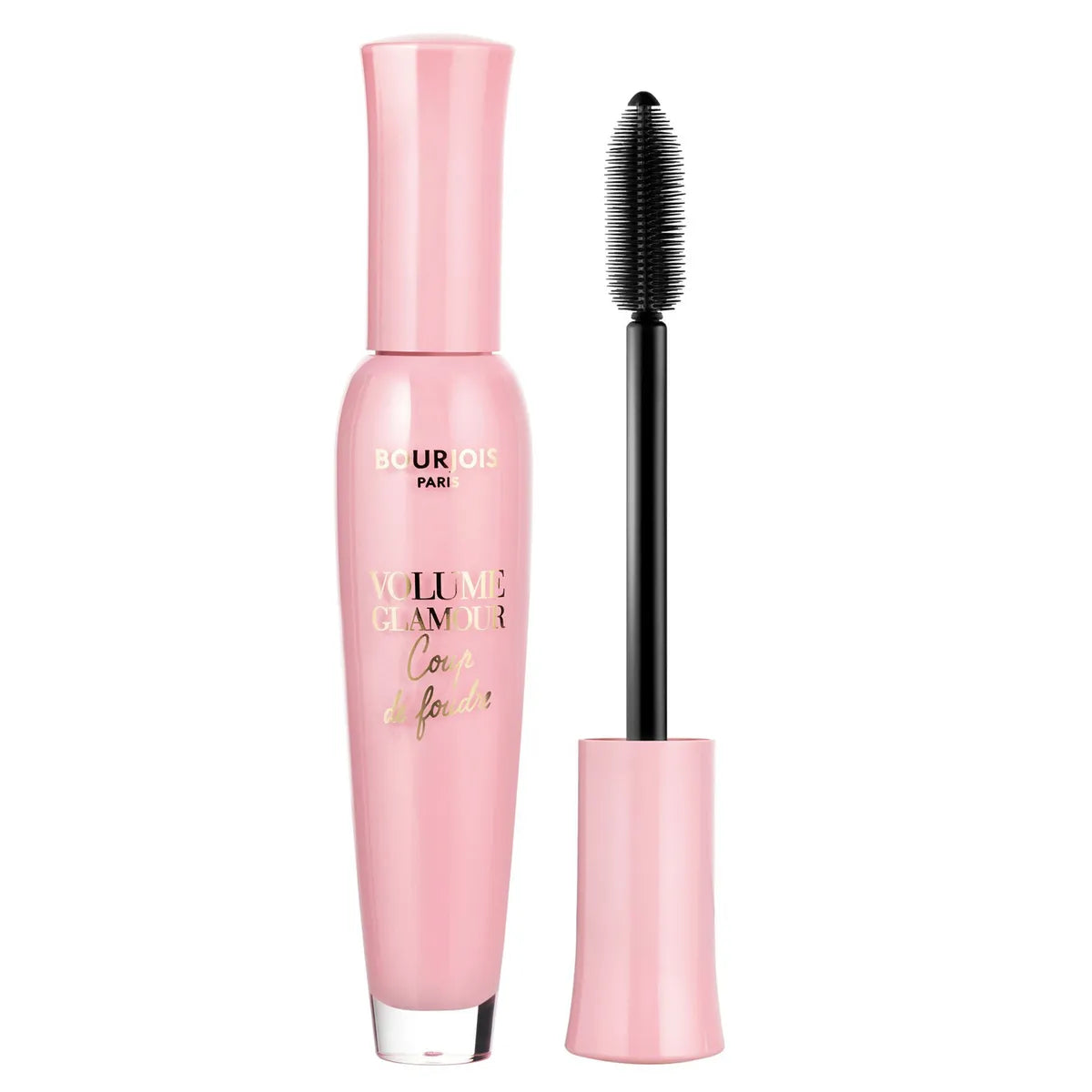 Bourjois Volume Glamor Coup de Foudre mascara in black, 7 ml tube with spiked brush