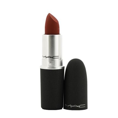 MAC Powder Kiss Lipstick 0.1 oz in Dubonnet Buzz, a deep berry shade with a soft-focus matte finish, shown in bullet form
