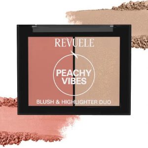 Revuele Blush & Highlighter Peachy Vibes 8G compact with open palette showing blush and highlighter pans