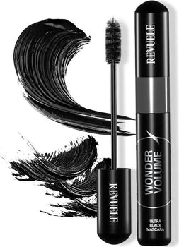 Revuele Wonder Volume Ultra Black Mascara in black tube with silver accent, 10 ml size