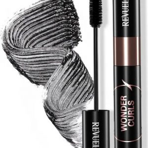 Revuele Wonder Curls Ultra Black mascara tube standing upright against a white background