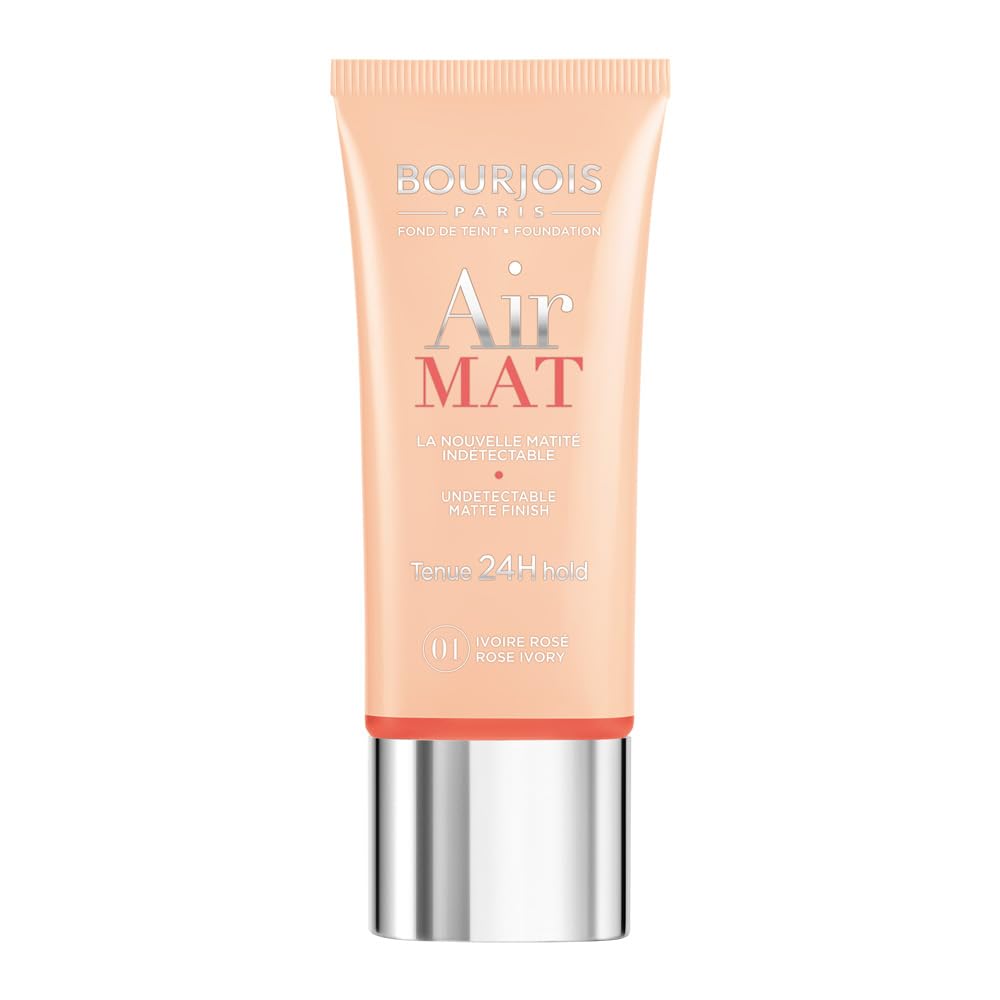 Bourjois Air Mat 24H Foundation in Rose Ivory 30ml bottle, matte texture
