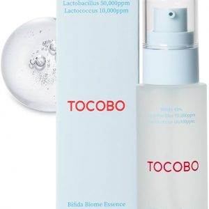 Tocobo Bifida Biome Essence 50 ml in a minimalist glass bottle with white cap