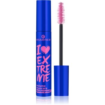 Essence I Love Extreme Volume Waterproof Mascara 12ml in black packaging with oversized fiber brush