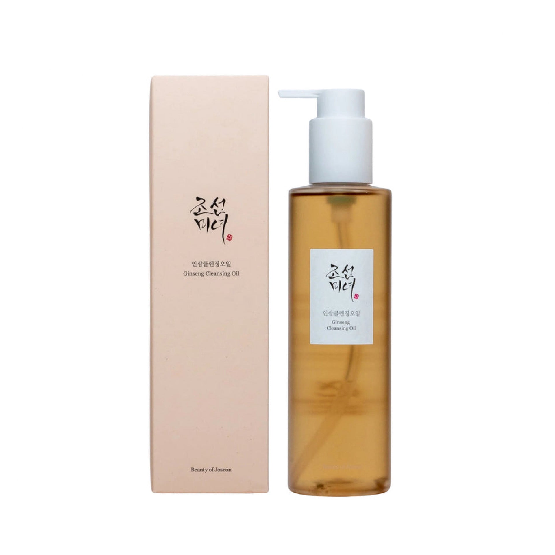 Beauty of Joseon Ginseng Cleansing Oil in a 210 ml pump bottle, clear liquid visible, minimal white and brown label design
