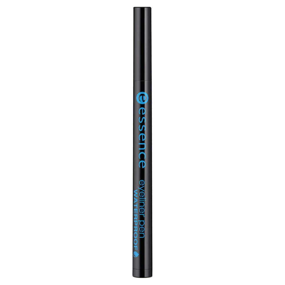 Essence waterproof eyeliner pen in black, with a fine felt tip and sleek black packaging