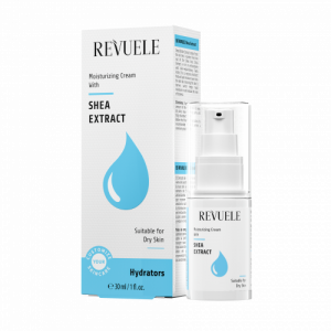 Revuele CYS Moisturizing Cream with Shea Extract Serum 30ml – sleek white pump bottle with silver cap on a minimal surface