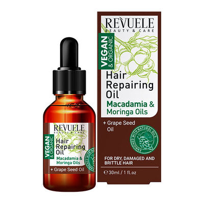 Revuele Vegan & Organic Hair Oil 30ml bottle on white background