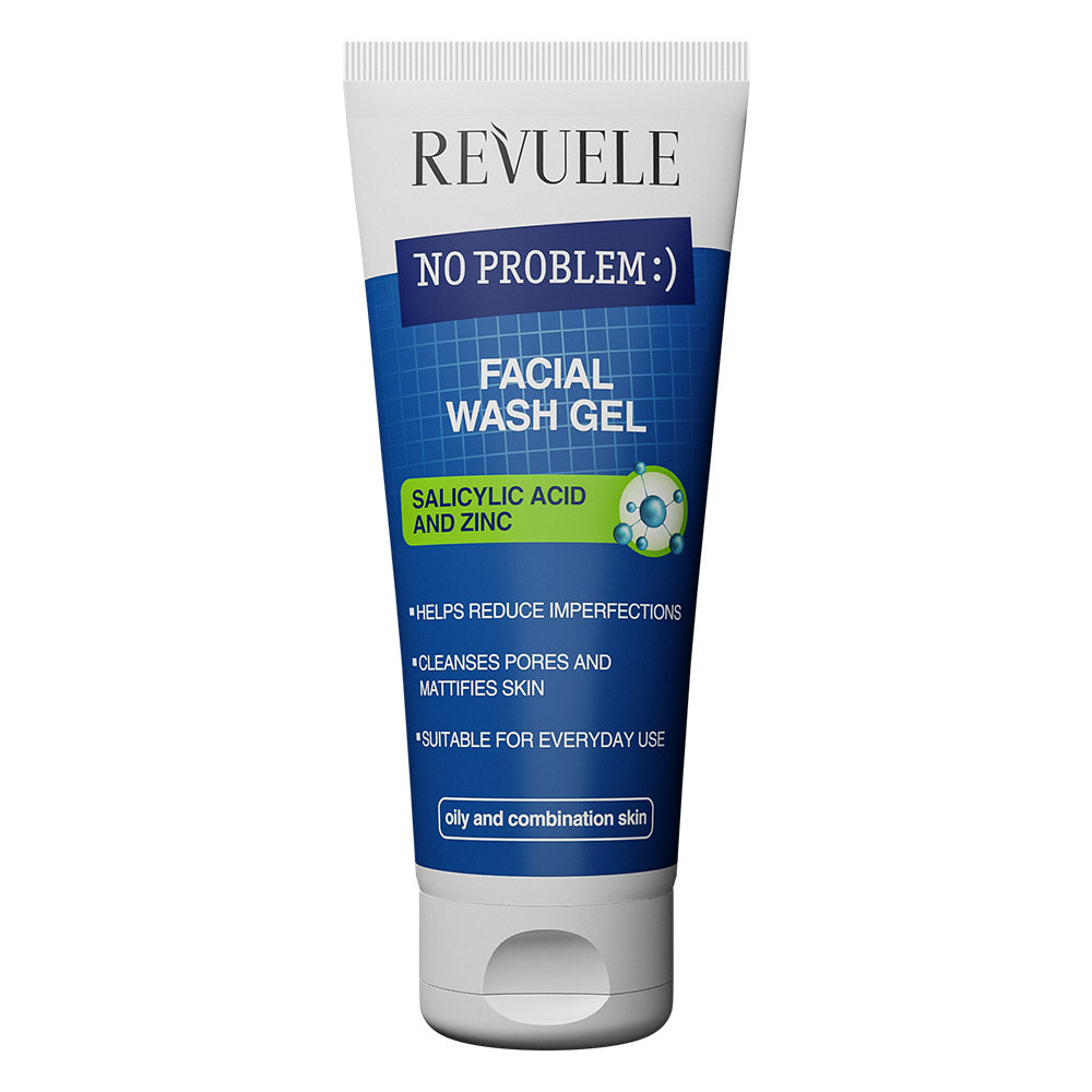Revuele No Problem Face Wash Gel in a 200ml tube with green and white branding