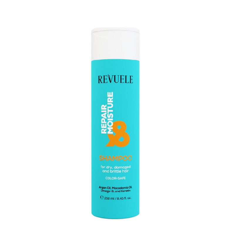 Revuele Repair Moisture Restoration Shampoo 250ml bottle with gold accents