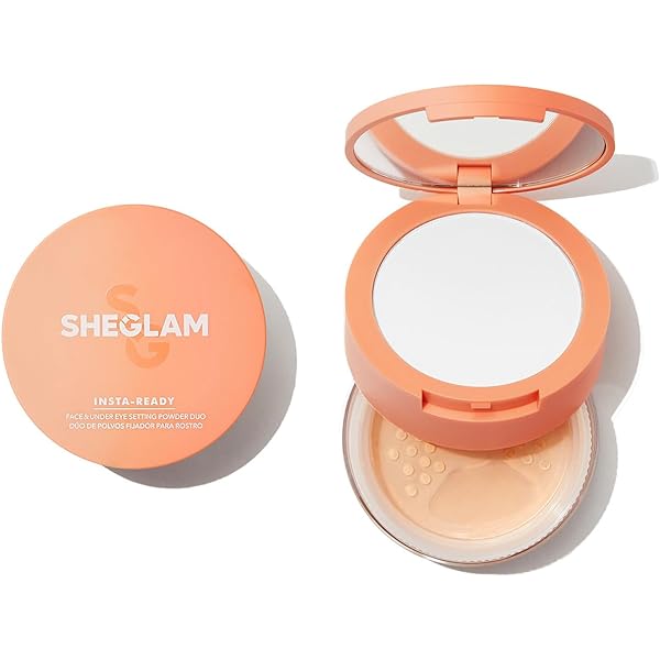 Sheglam Insta-Ready Face Powder compact in Bisque shade with dual compartments