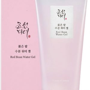 Beauty of Joseon Red Bean Water Gel tube on white background, minimalist packaging with red accents