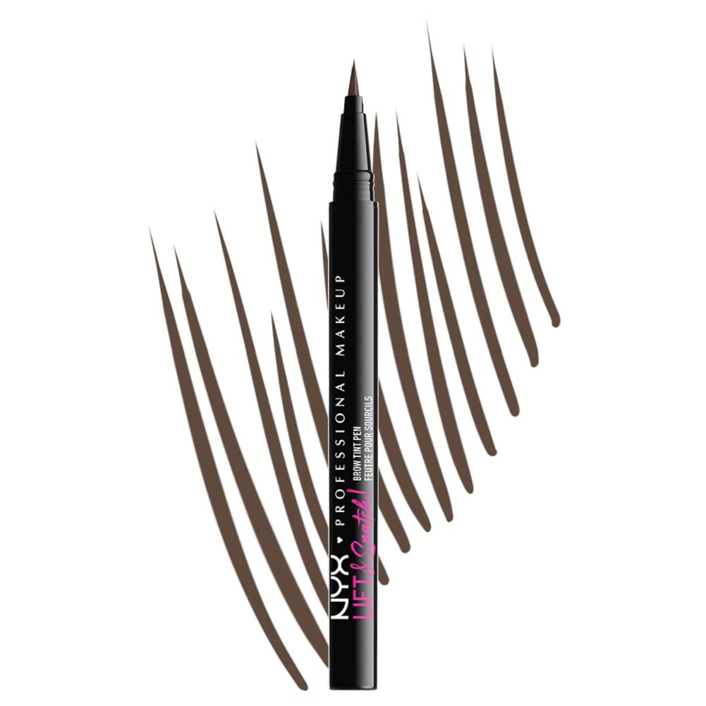 NYX Lift & Snatch! Brow Tint Pen in Ash Brown 06, 1ml packaging with fine micro-brush tip