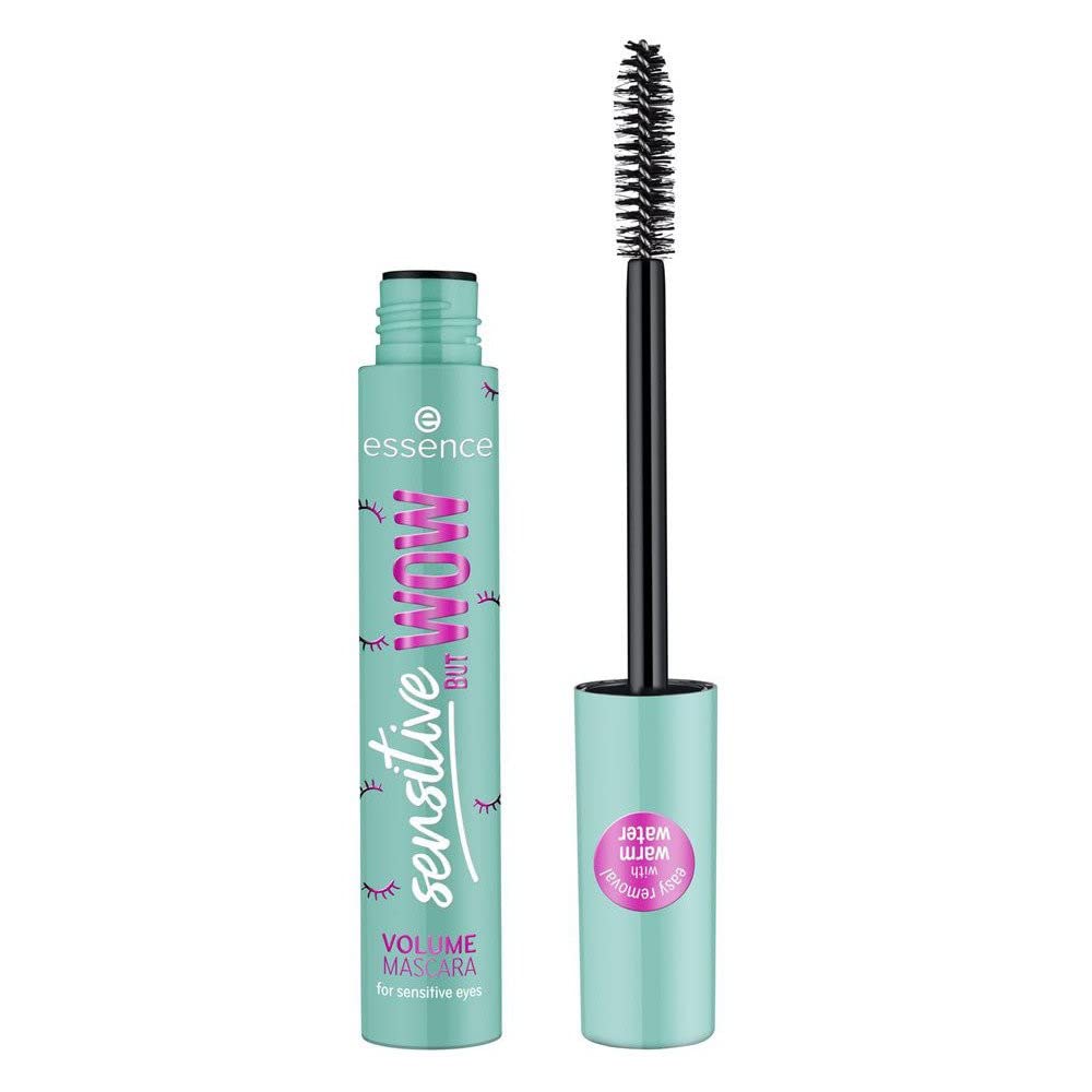 essence Sensitive But Wow Volume Mascara packaging, pink and white tube with black cap