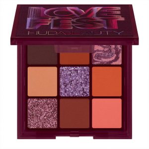 Huda Beauty Lovefest Obsessions Palette closed packaging with warm sunset tones