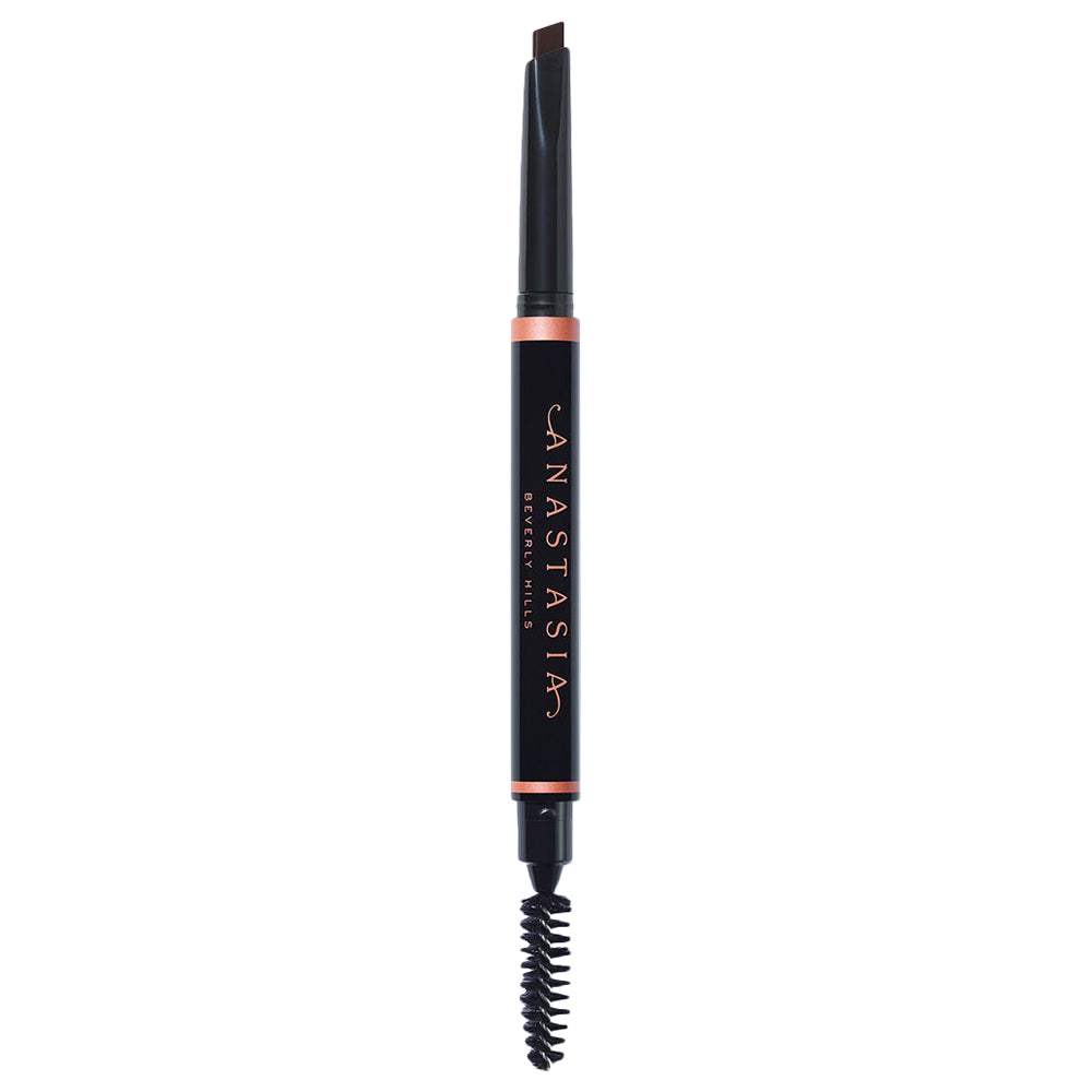 Anastasia Beverly Hills Brow Definer pencil in Dark Brown with triangular tip and spoolie, retracted barrel for travel.