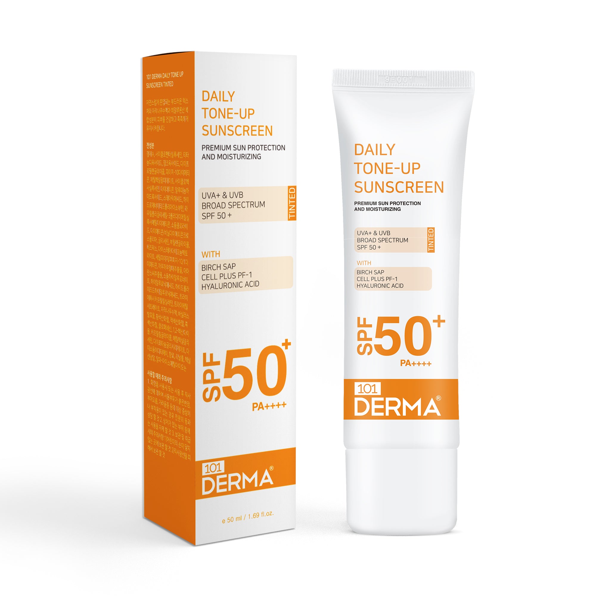 101 Derma Daily Tone-Up Sunscreen Tinted SPF50+ 50ml packaging front view