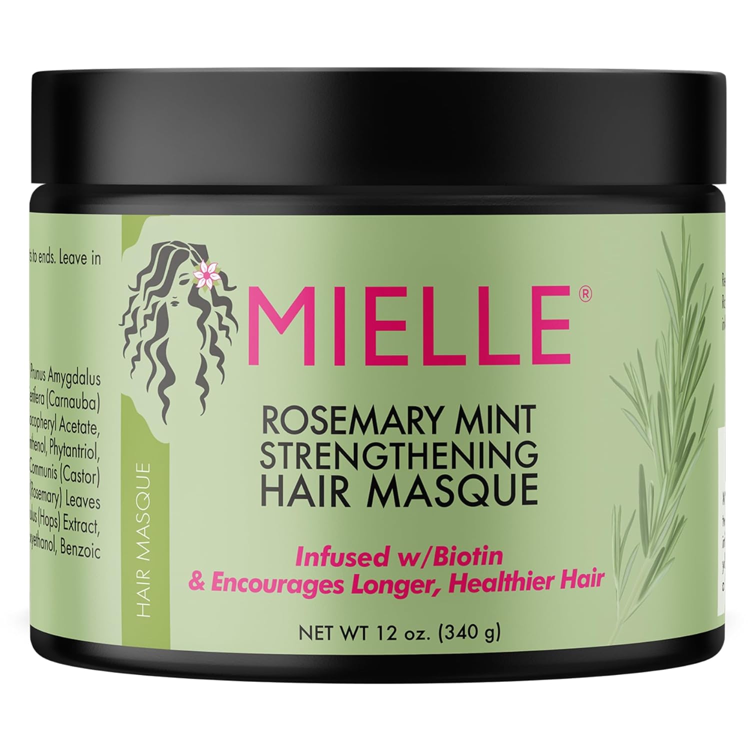 Mielle Rosemary Mint Strengthening Hair Masque 12 oz jar front view