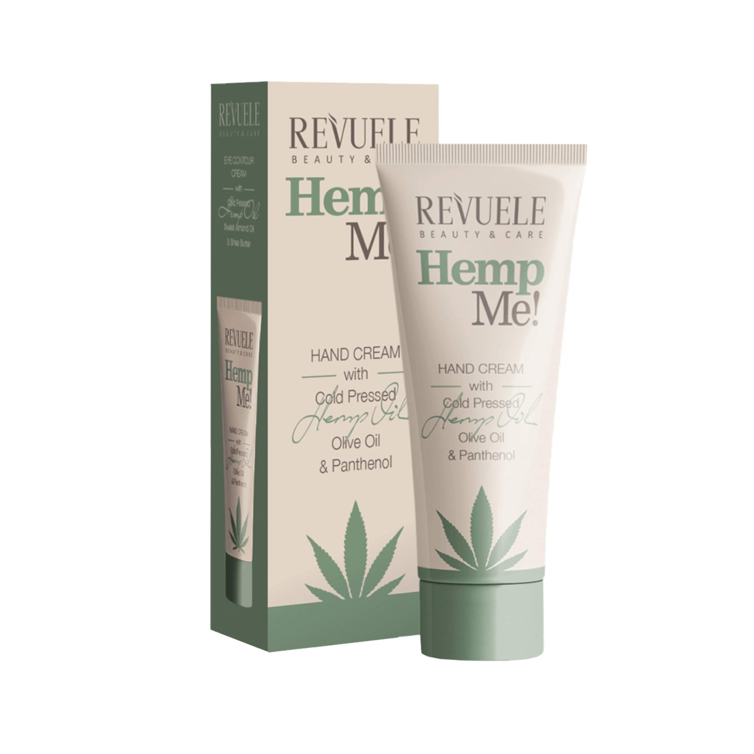 Revuele Hemp Me Eye Contour Cream in a green and white tube, 35 ml size
