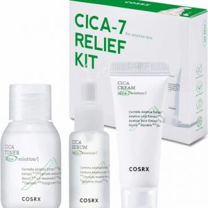 COSRX CICA-7 Relief Kit STOP packaging box and tube on white background