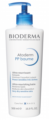 Bioderma Atoderm PP Baume white tub with blue lid on clean surface