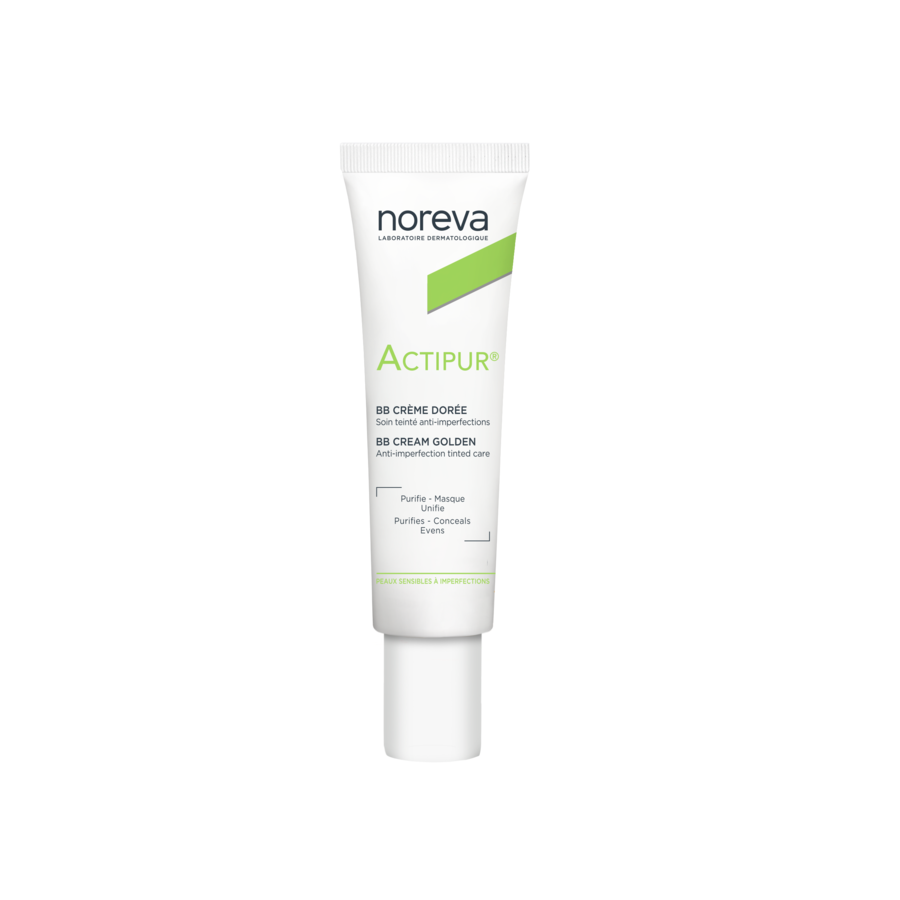Noreva BB Crème Actipur in Claire Light shade, 30ml tube packaging on white background