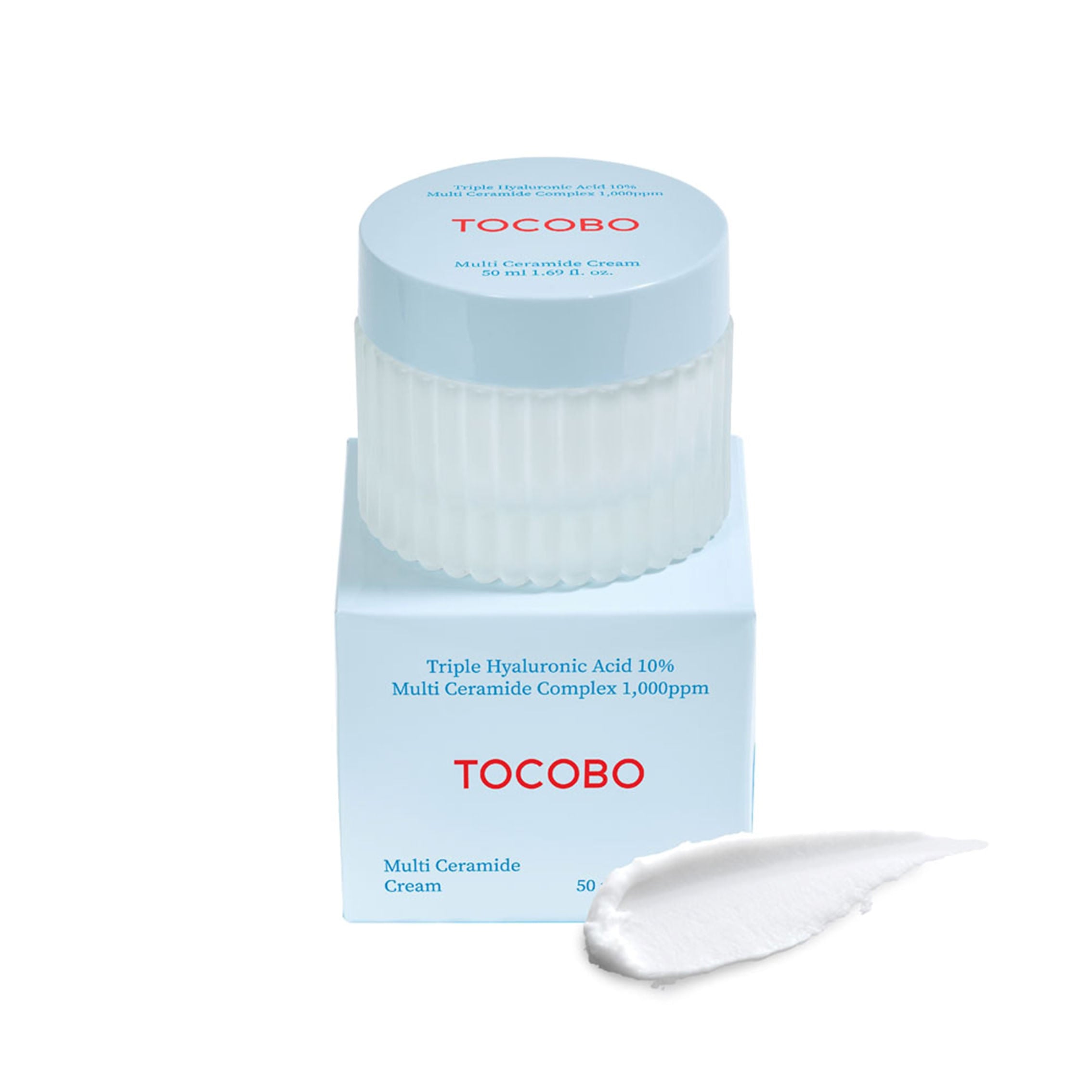Tocobo Multi Ceramide Cream 50ml jar on white background showing sorbet texture