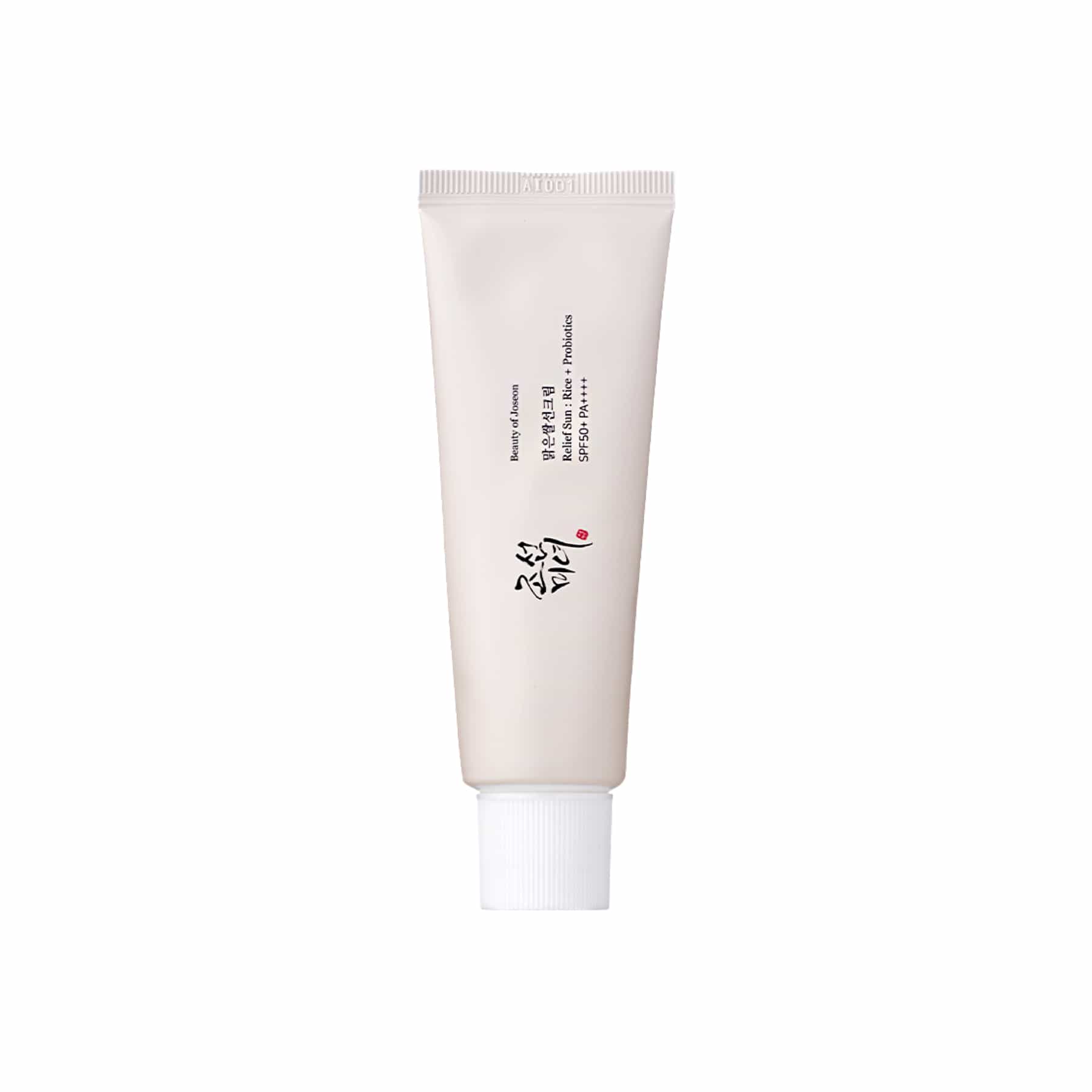 Beauty of Joseon Relief Sun sunscreen tube on a clean white surface