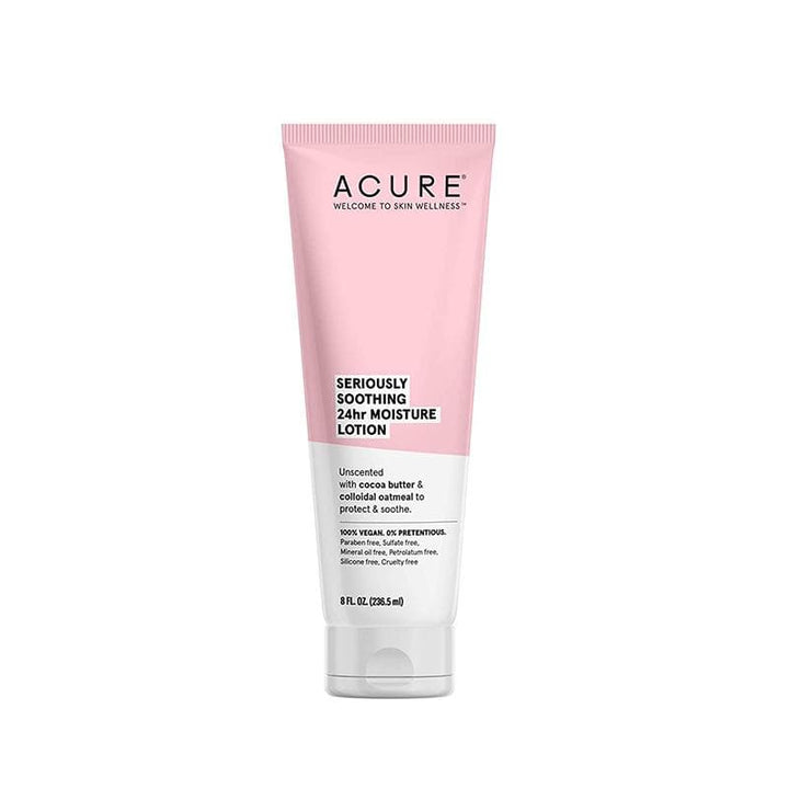 Acure Seriously Soothing 24-hour Moisture Lotion, 8oz bottle on white background